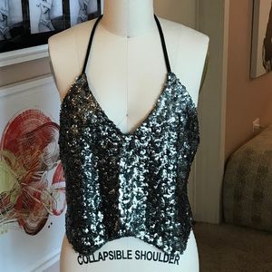 Rachel Comey Halter “vest cut” Sequin Top